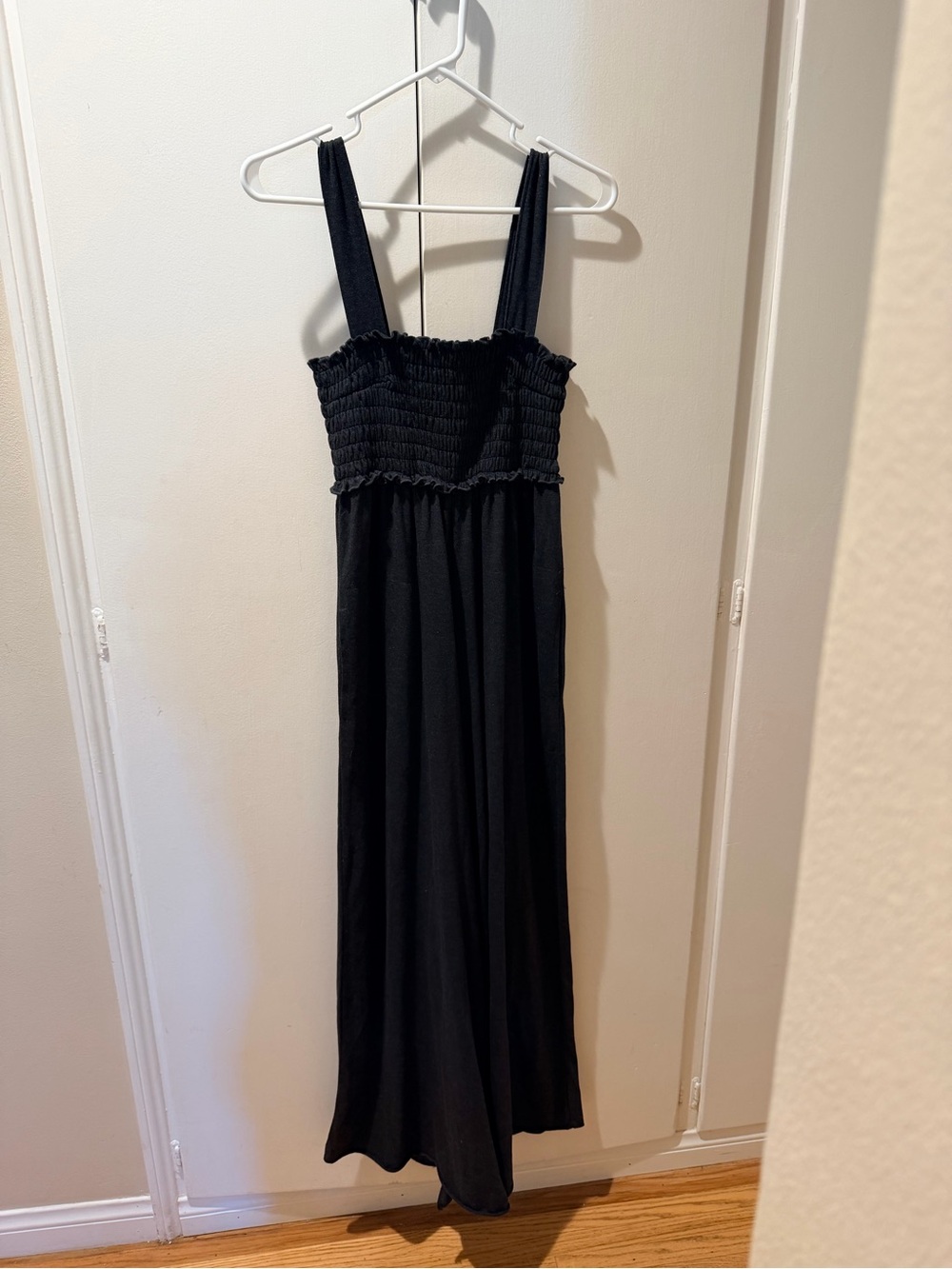 NATURAL LIFE Black Smocked Wide-Leg Jumpsuit - Picture 2 of 3
